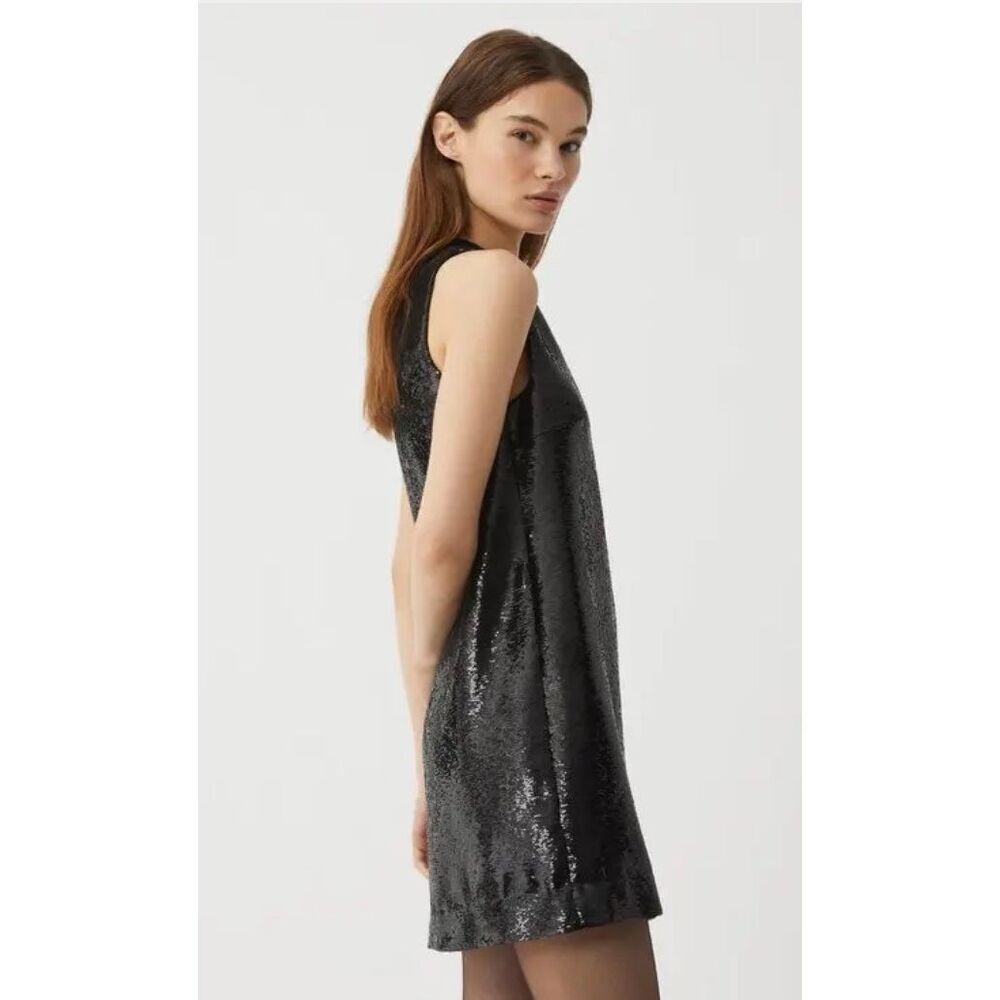 VERONICA DE PIANTE Kat Dress In Flat Sequin Black NWT Size 36/ Small - Picture 5 of 11
